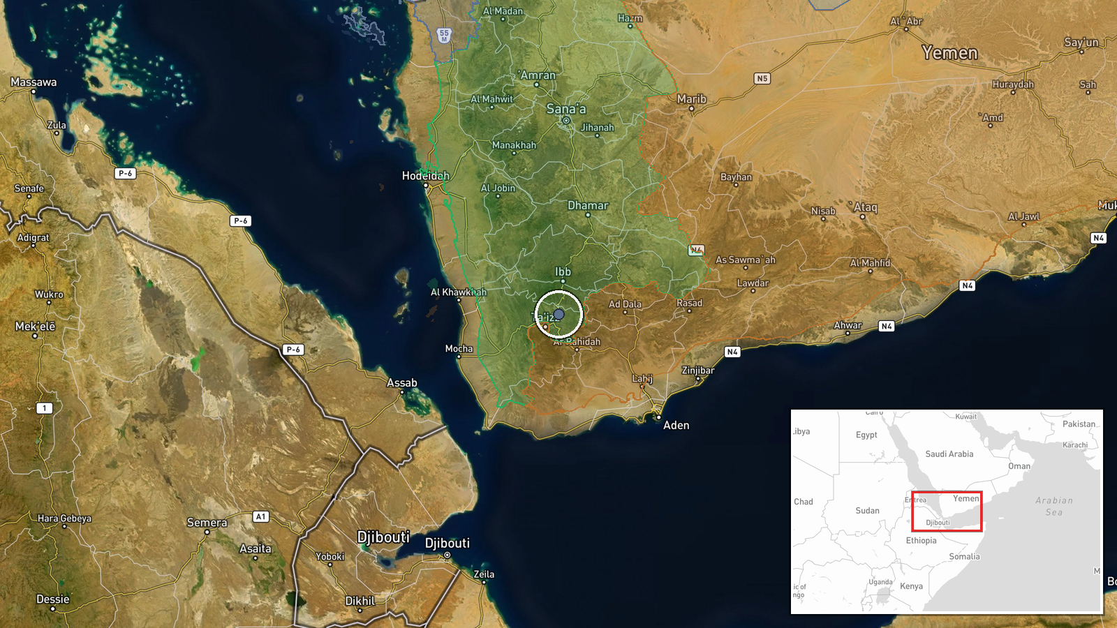 Taiz Airport, Taiz, Yemen — Ballistic Missile location map