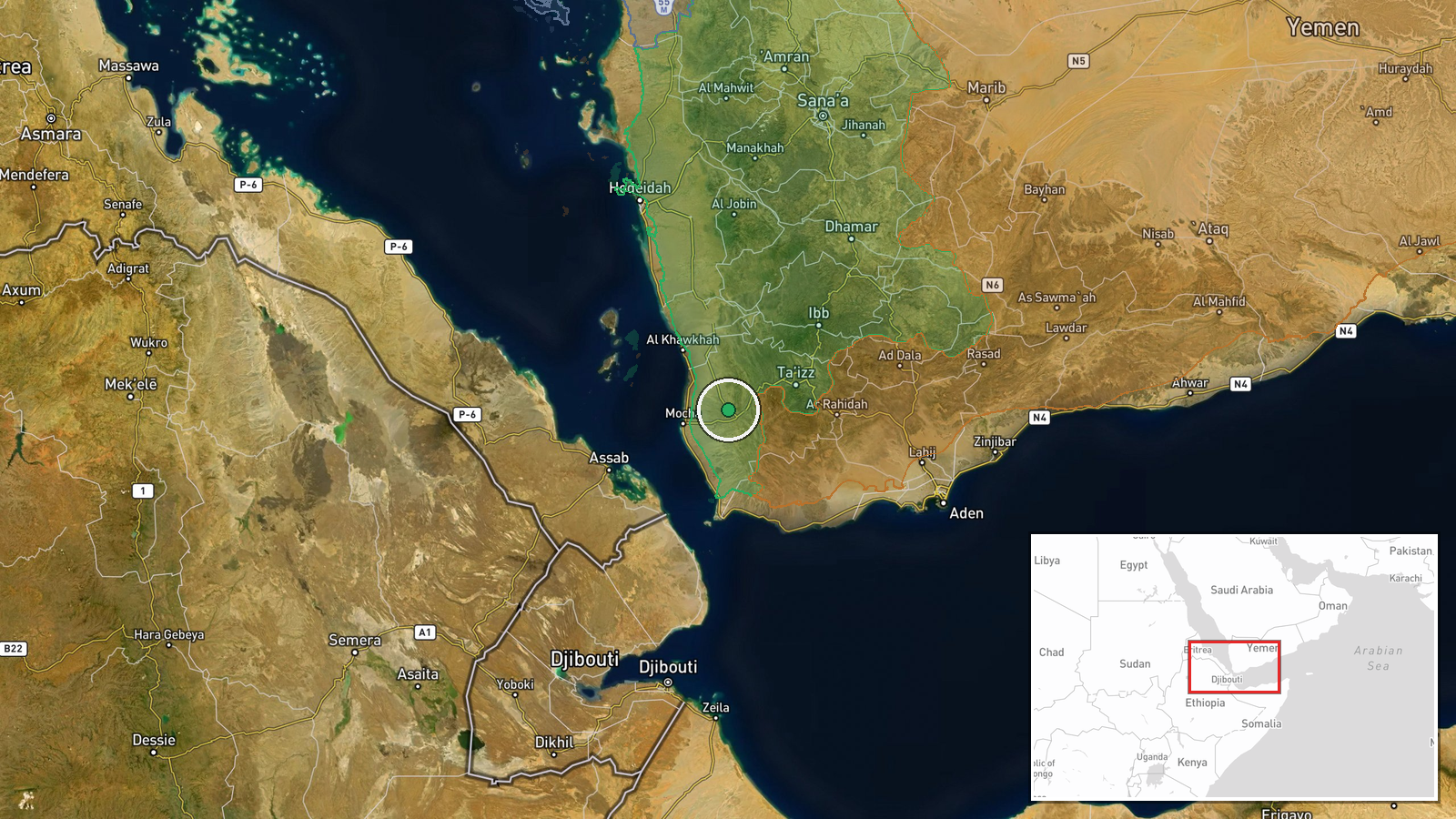 Taiz Governorate, Yemen — Air Defense location map