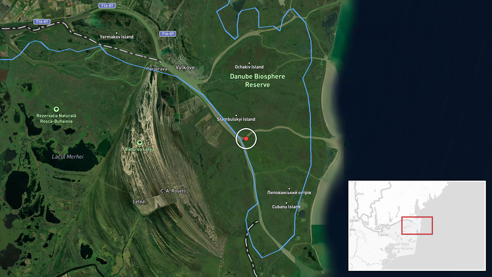 Danube Delta Canal, near Romanian border, Ukraine — UAS Strike location map