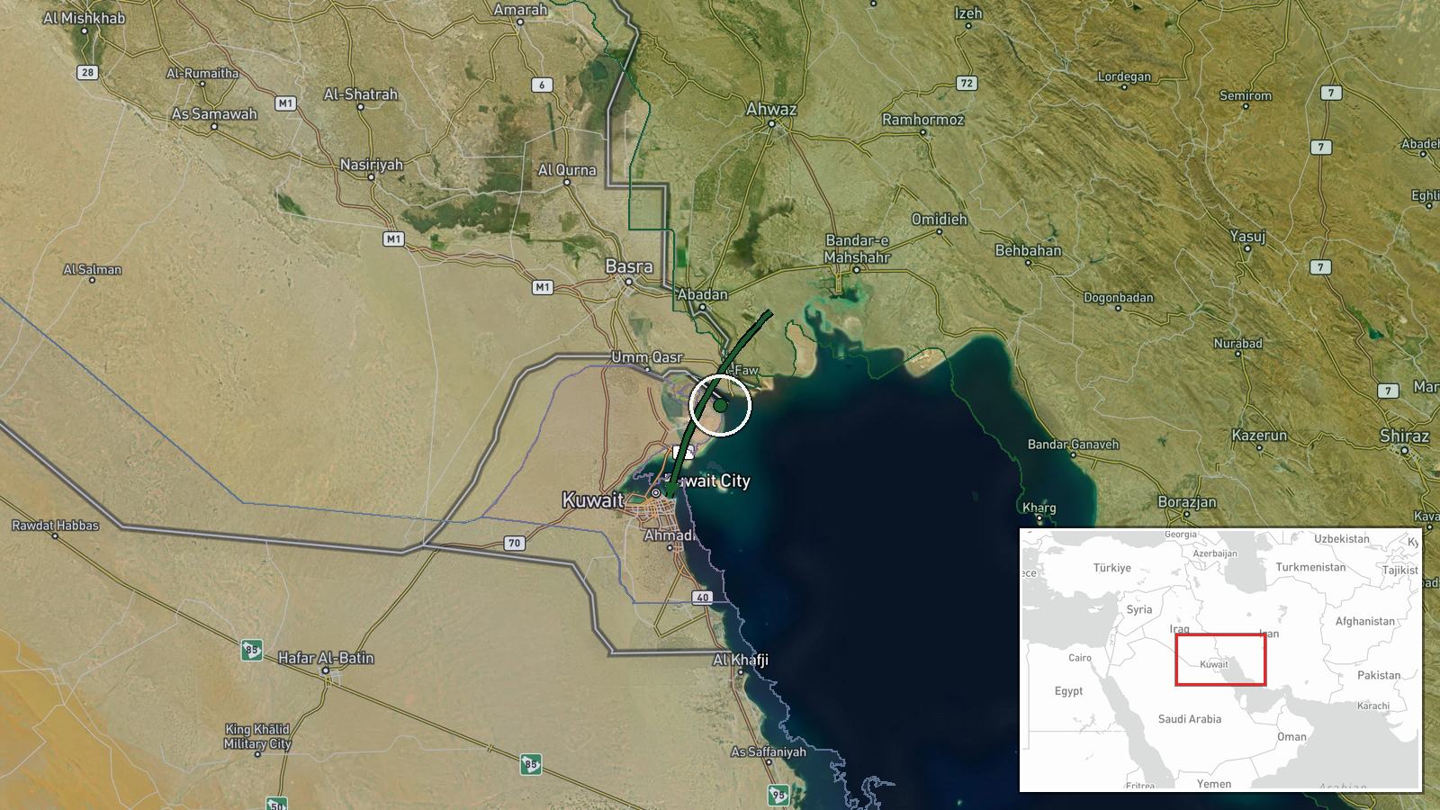 US Military Base, Kuwait — Airstrike location map