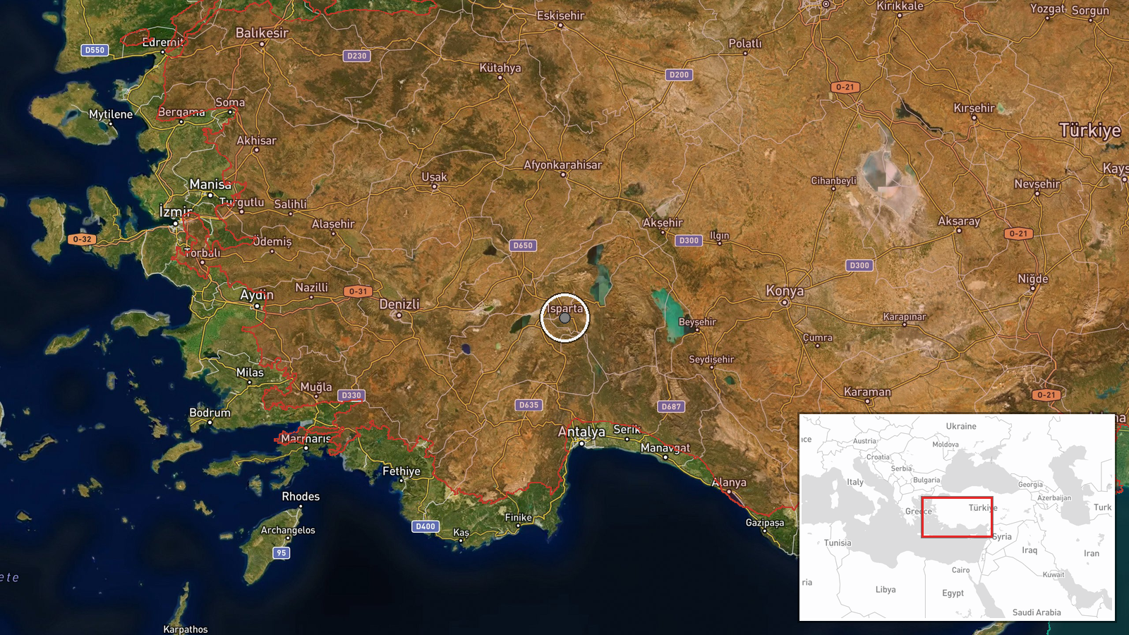 Isparta, Turkey — Military Exercise location map