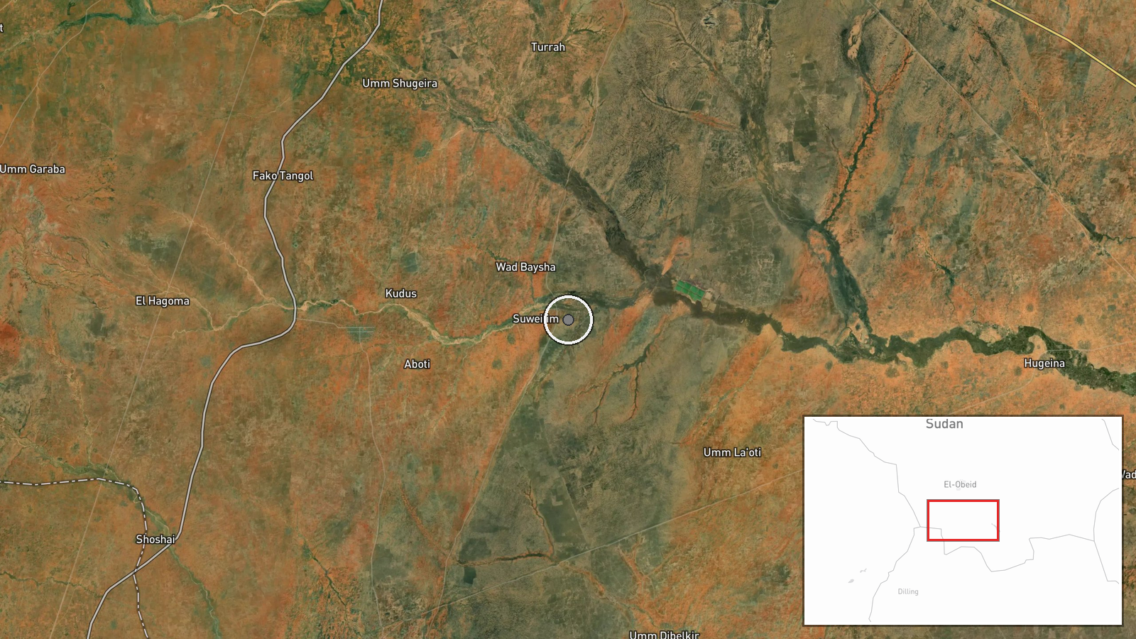 Sodari, White Nile State, Sudan — Combat location map
