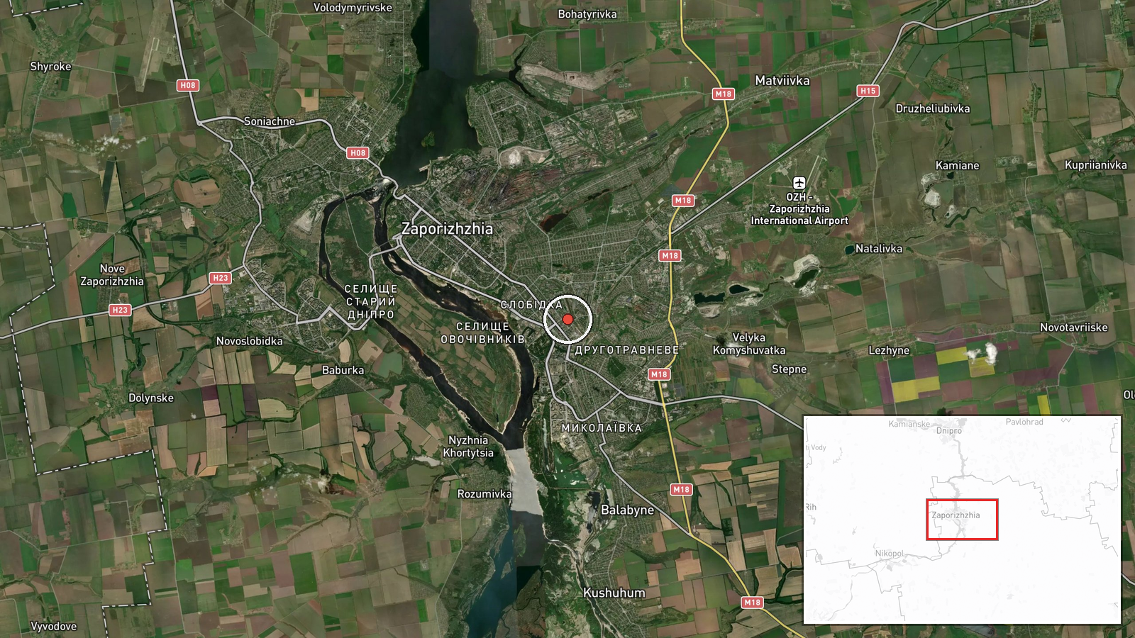 Zaporizhzhia National University, Zaporizhzhia, Zaporizhzhia Oblast, Ukraine — UAS Strike location map