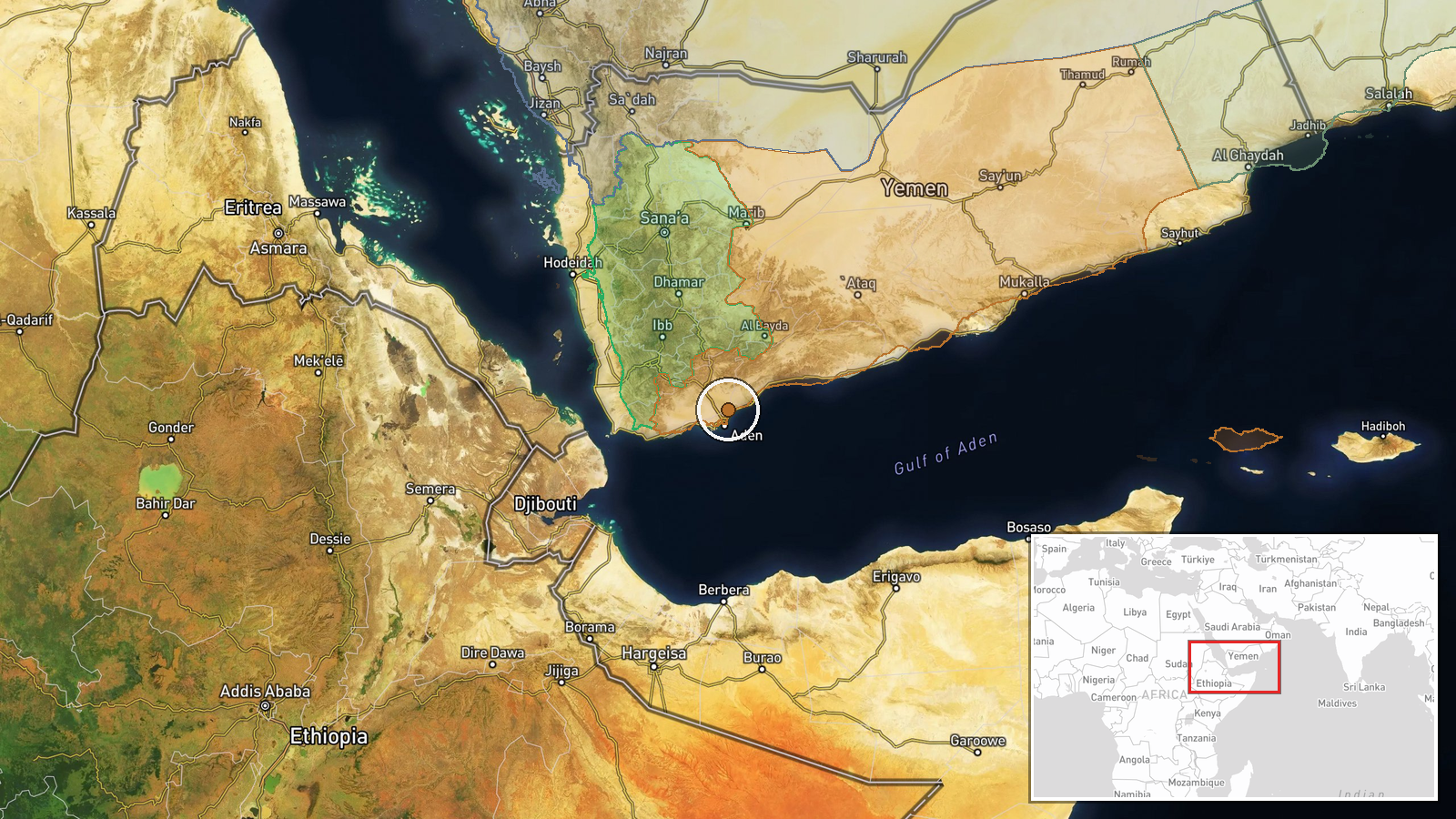 Al-Waziyah, Abyan Governorate, Yemen — UAS Strike location map