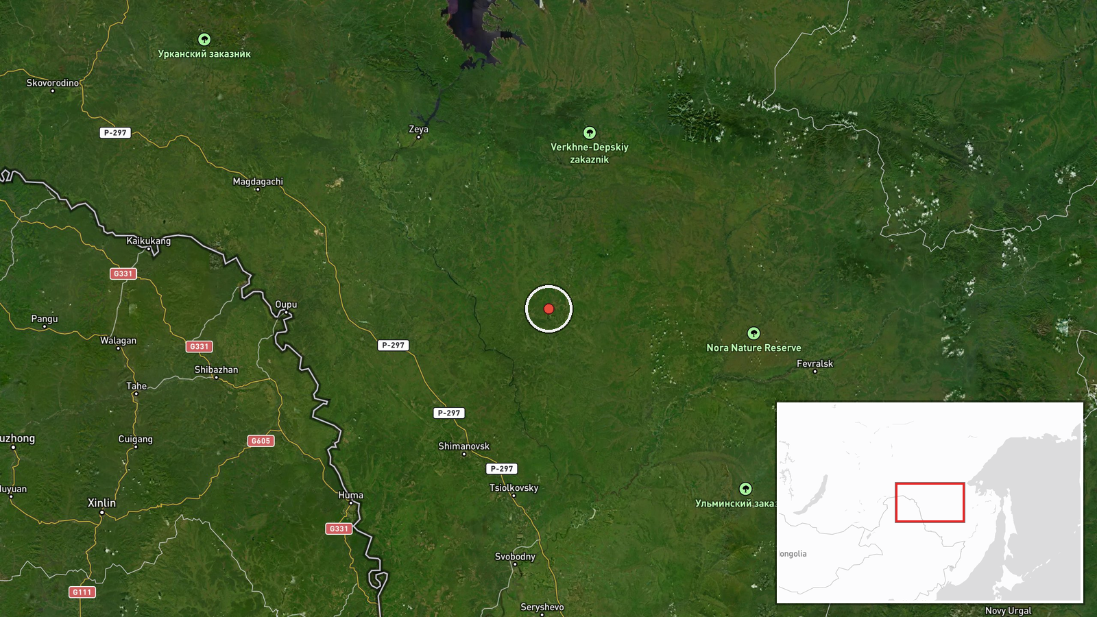 Amur Oblast, Russia — Aircraft Shootdown location map