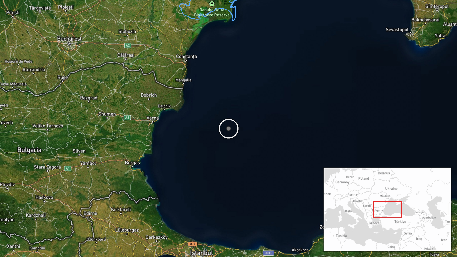 Black Sea, off Bulgaria — UAS Strike location map