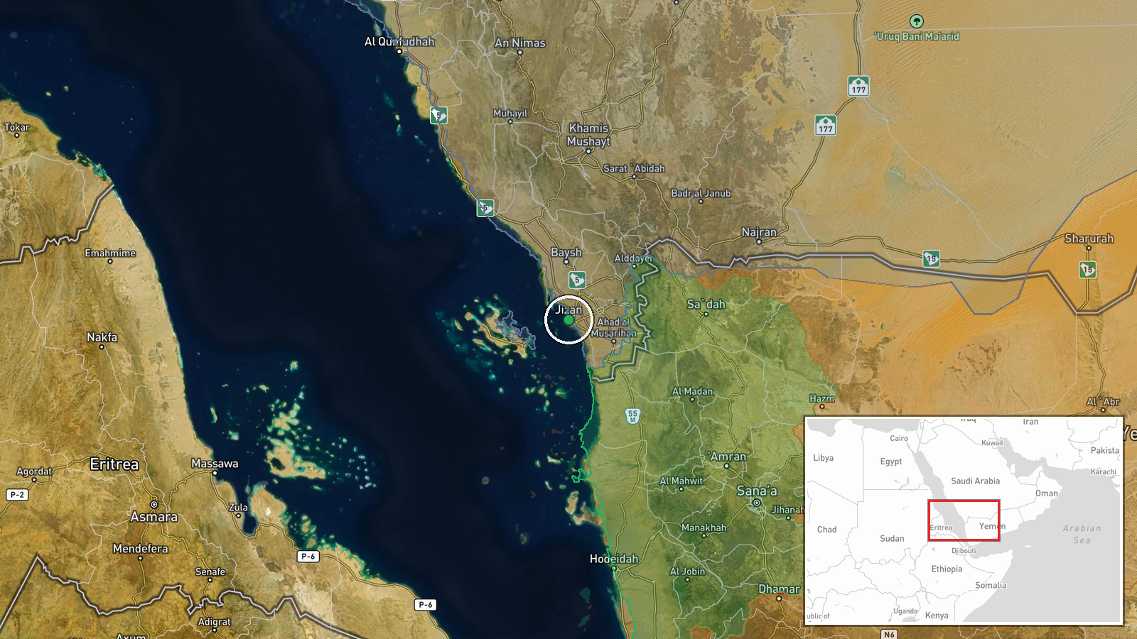 Jazan, Saudi Arabia — UAS Strike location map