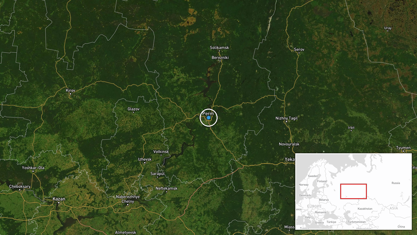 Perm Oblast, Russia — UAS Strike location map