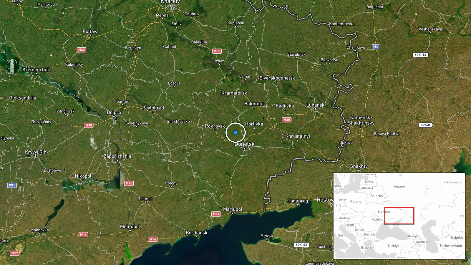 Ocheretyne, Donetsk Oblast, Ukraine — UAS Strike location map