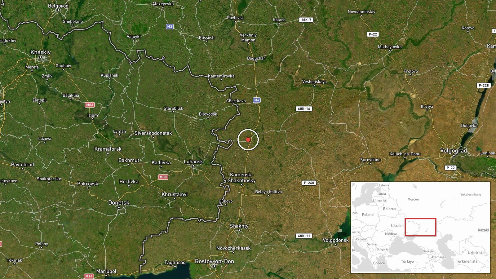 Millerovo Air Base, Rostov Oblast, Russia — Aircraft Shootdown location map