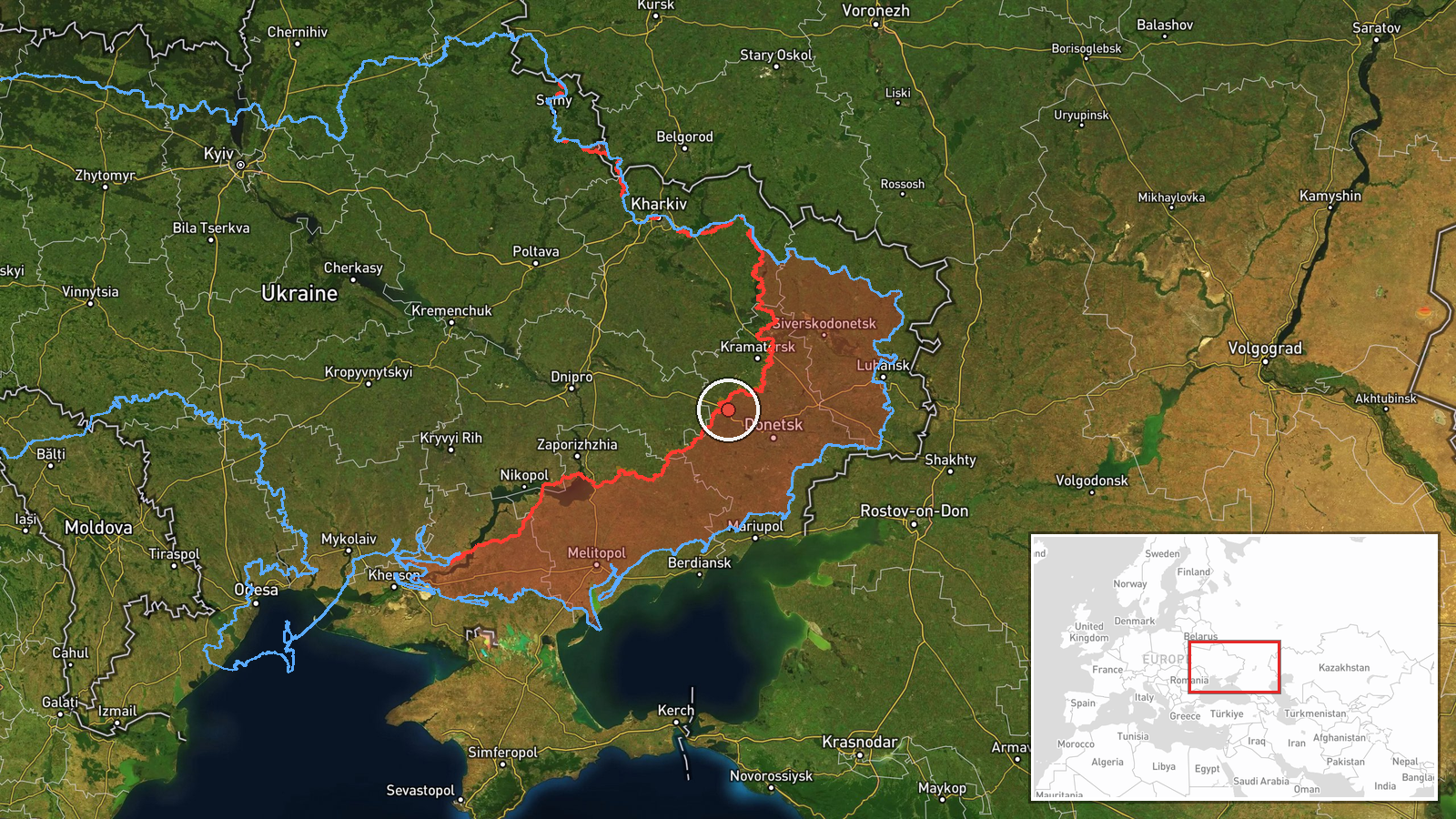 Pokrovsk, Donetsk Oblast, Ukraine — Combat location map