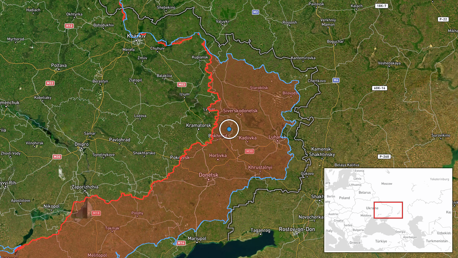 Nyzhne Nahirne, Donetsk Oblast, Ukraine — Security location map
