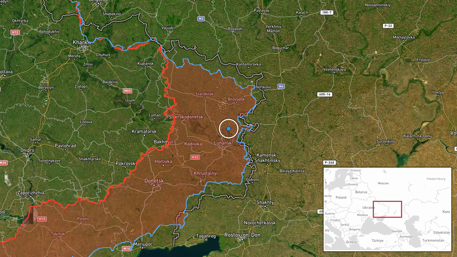 Teple, Luhansk Oblast, Ukraine — Security location map