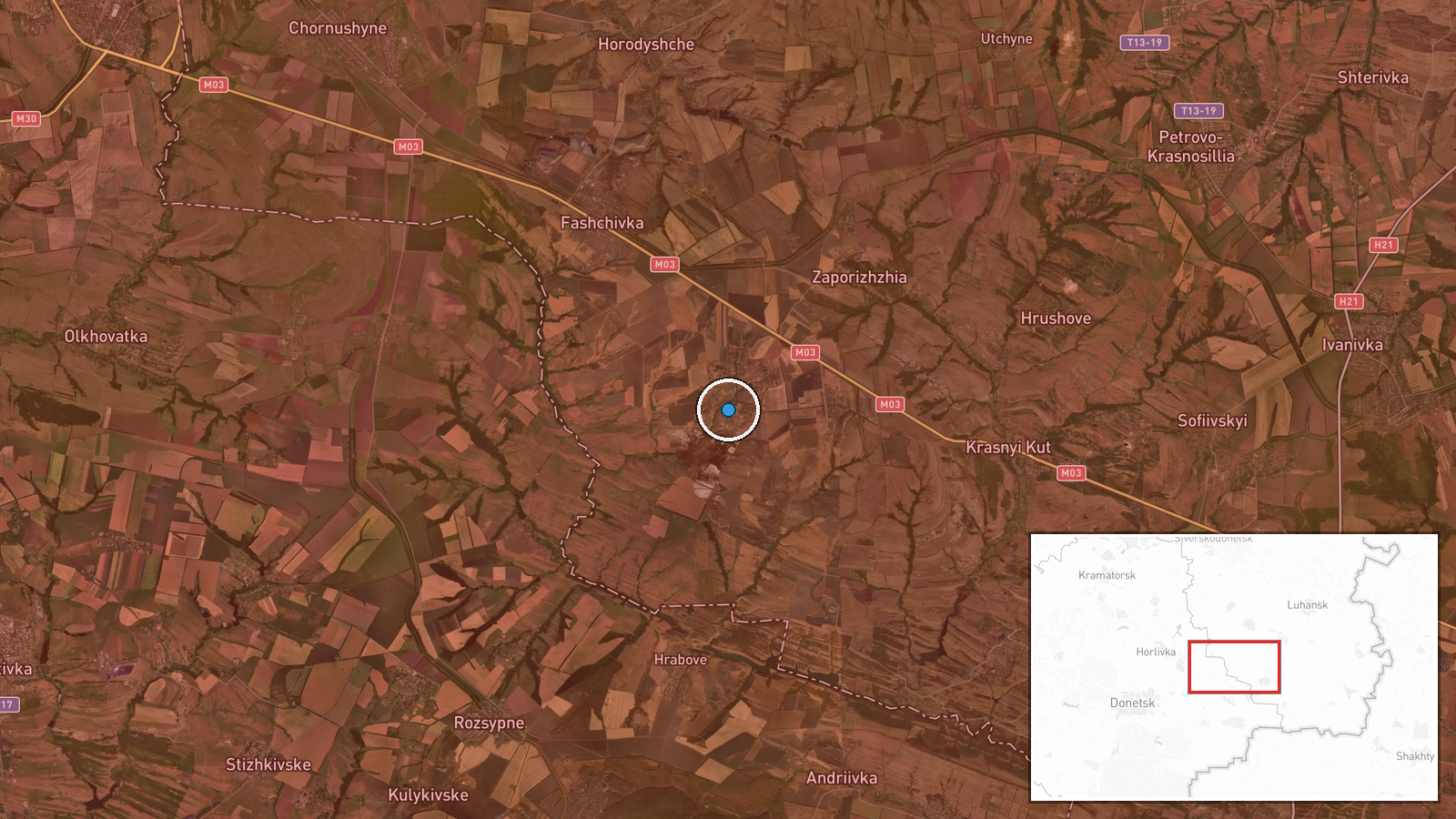 Fashivka, Luhansk Oblast, Ukraine — UAS Strike location map