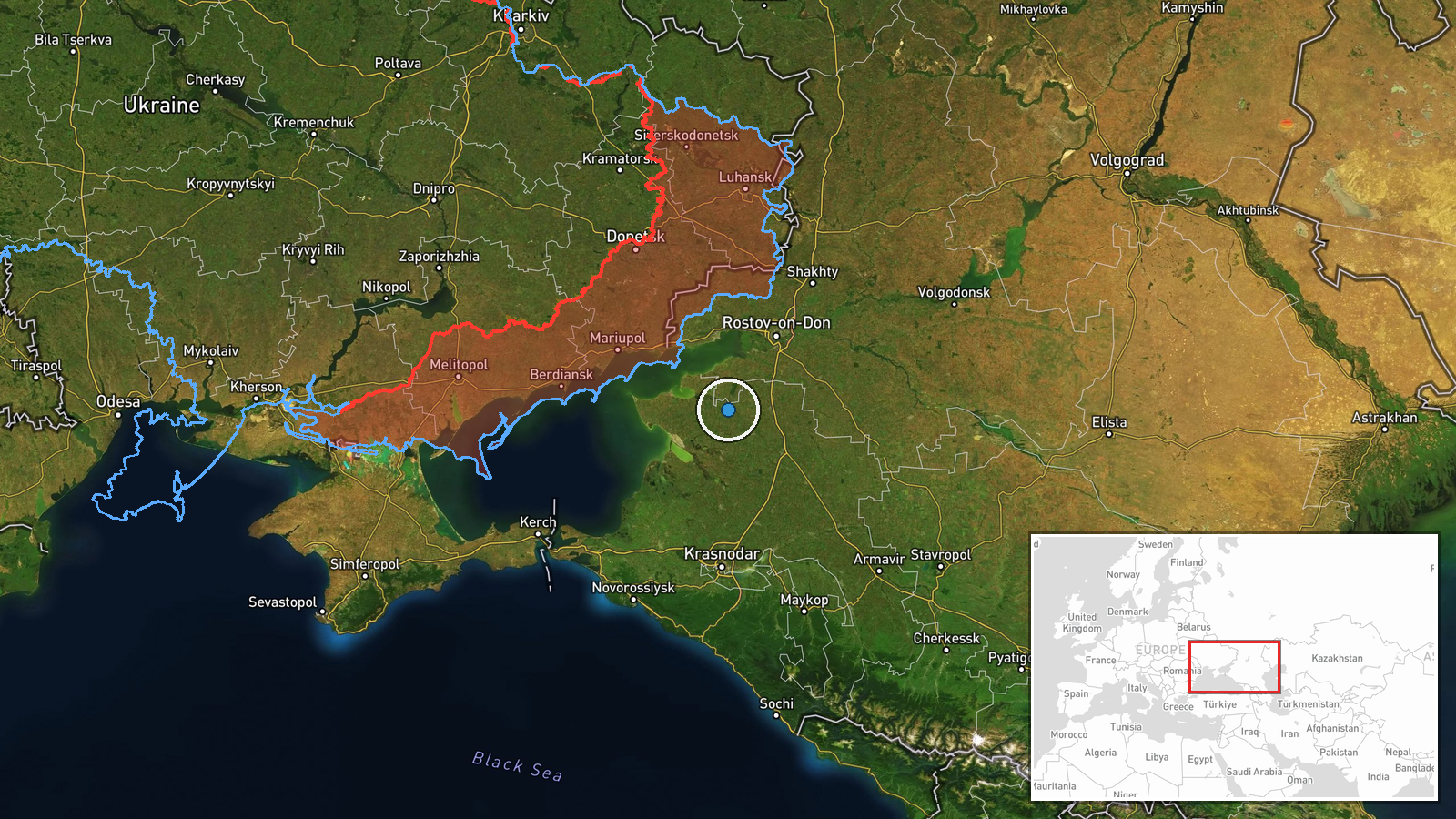 North Crimean Canal Railway Bridge, Starominskaya, Crimea — UAS Strike location map