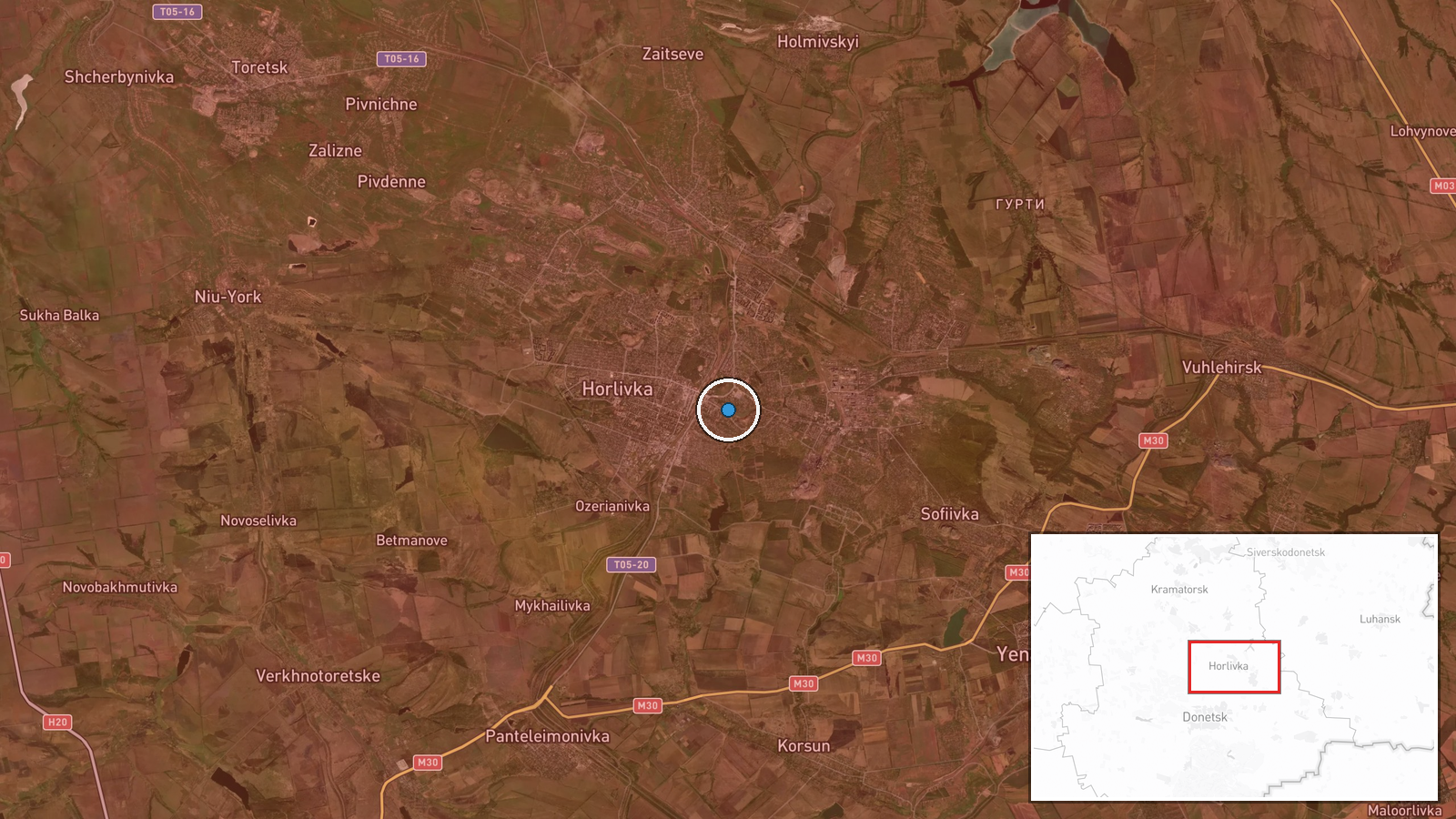 Horlivka, Donetsk Oblast, Russia-controlled — UAS Strike location map