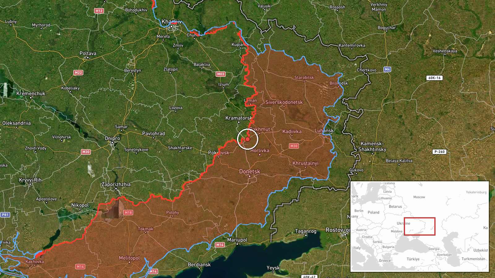 Eastern Ukraine, Ukraine — Combat location map