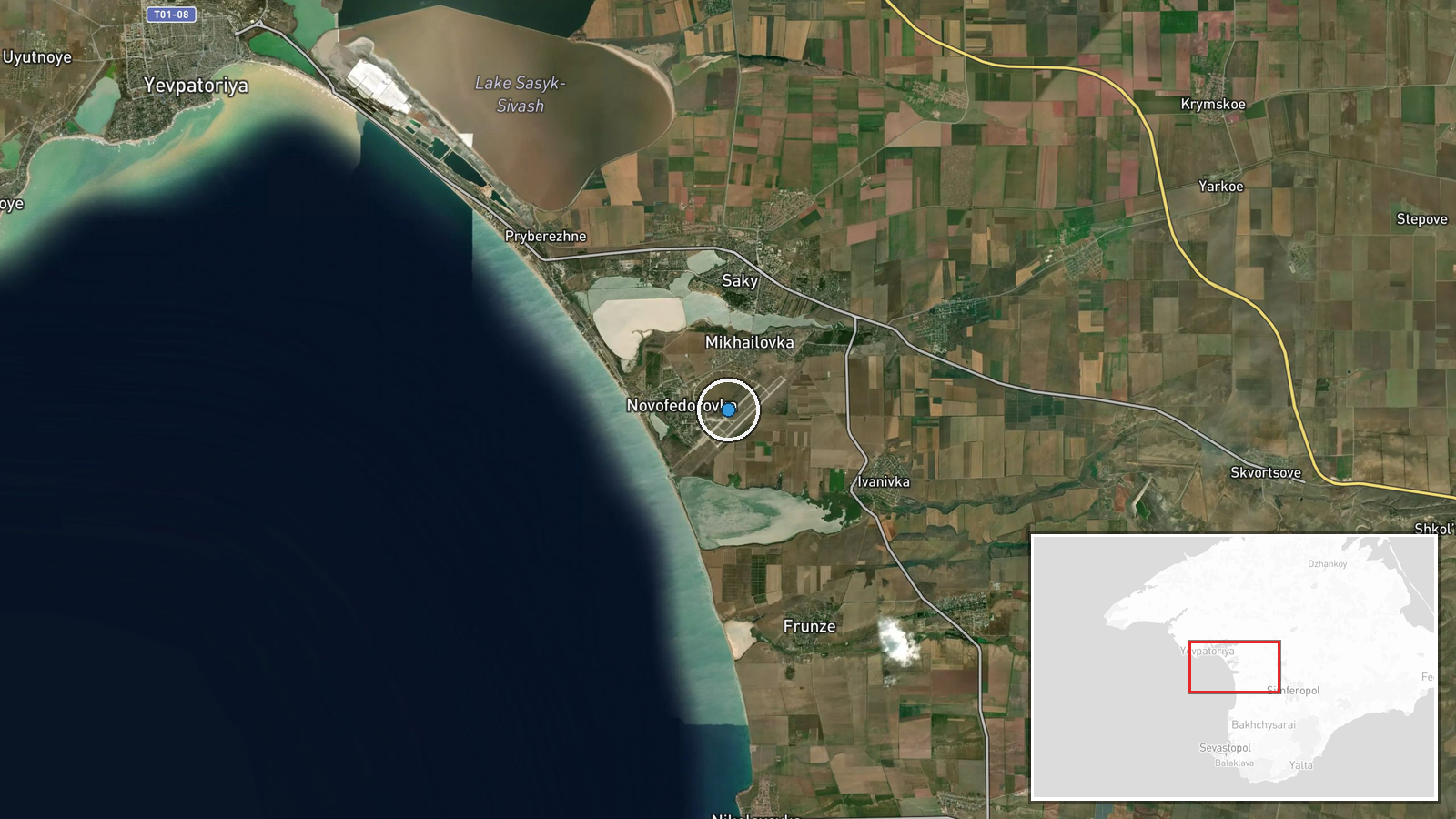 Saky Air Base, Crimea — Airstrike location map