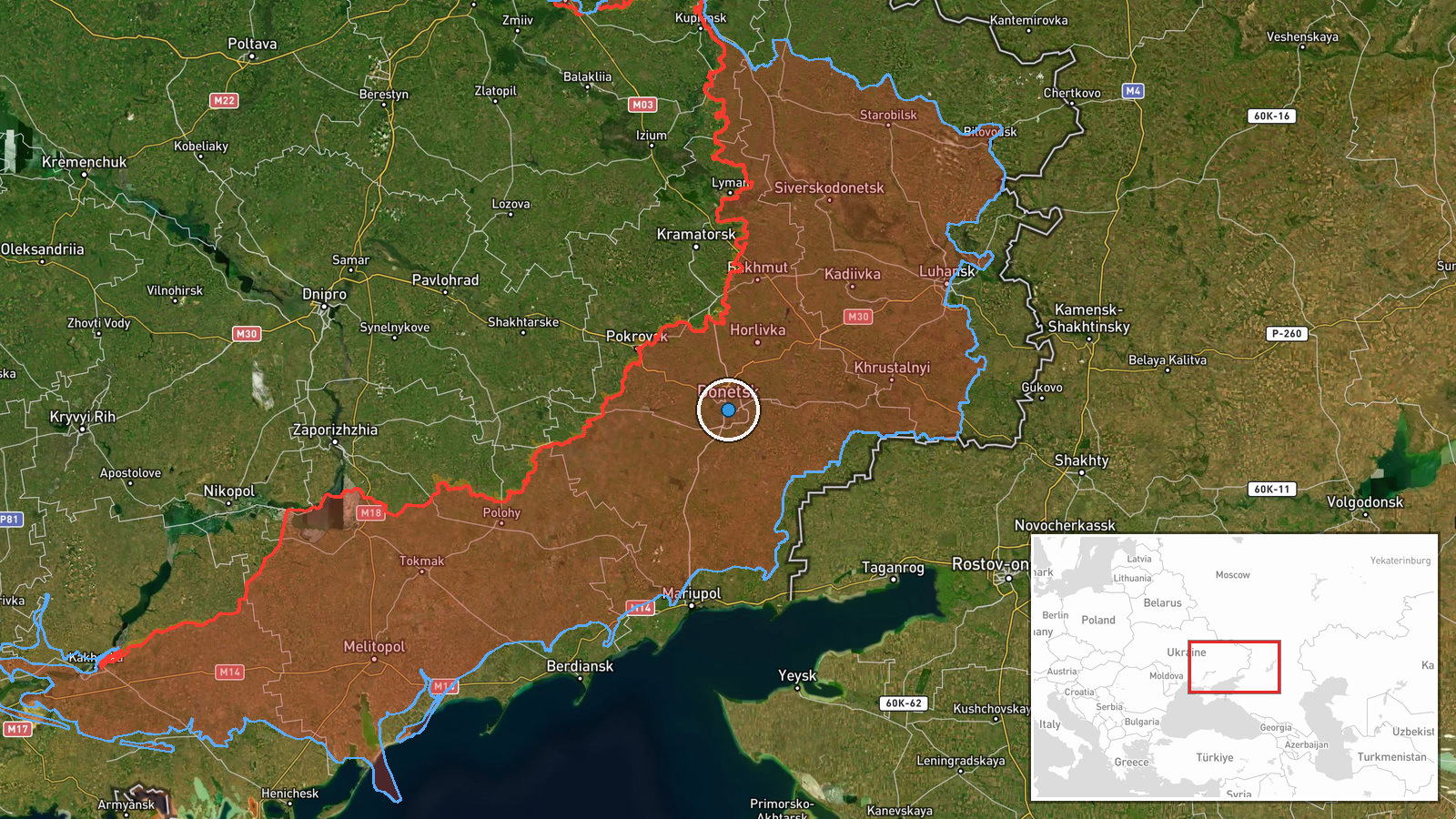Donetsk City, Donetsk Oblast, Ukraine — UAS Strike location map