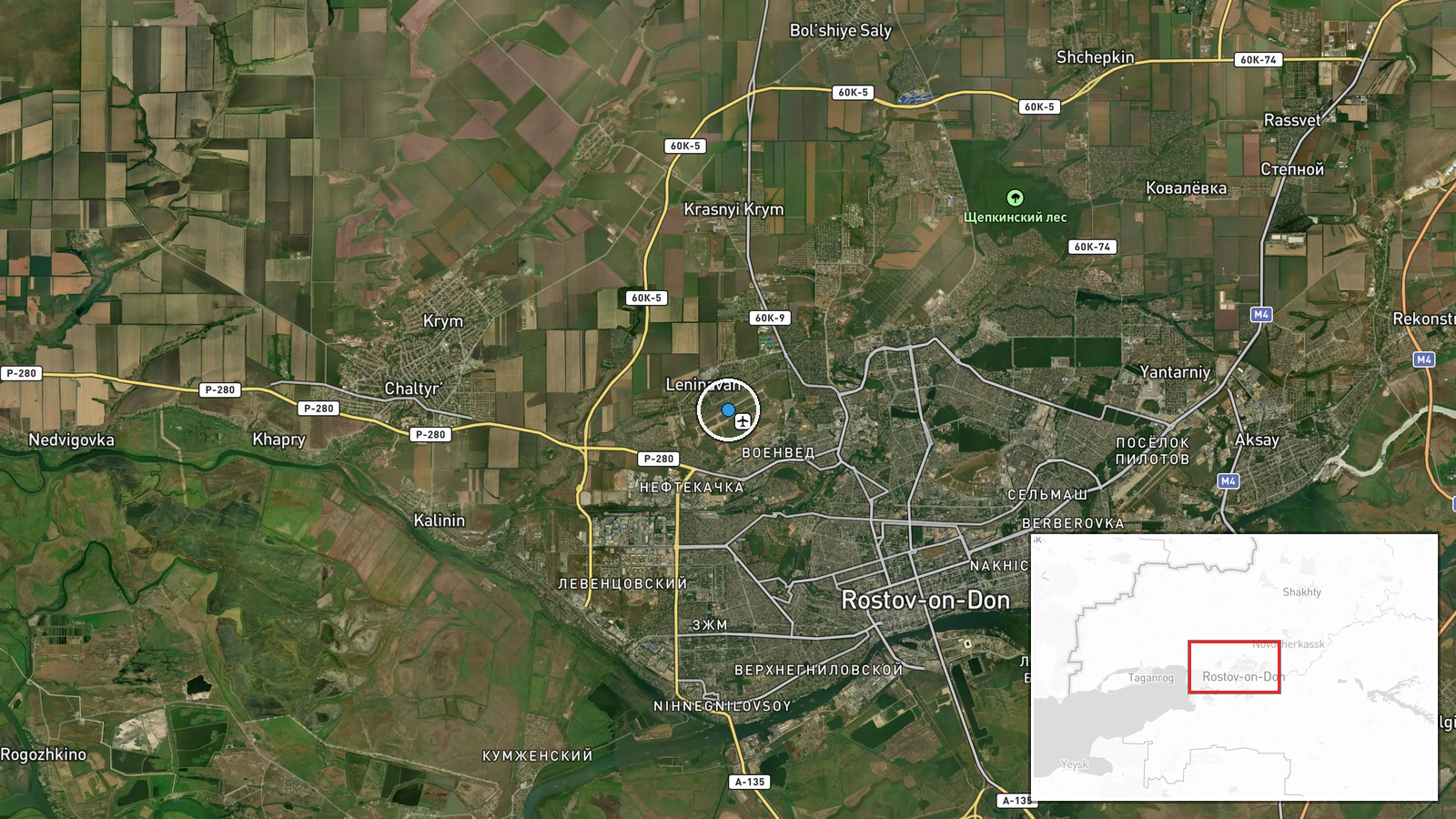 Rostov Central Airfield, Rostov Oblast, Russia — Airstrike location map