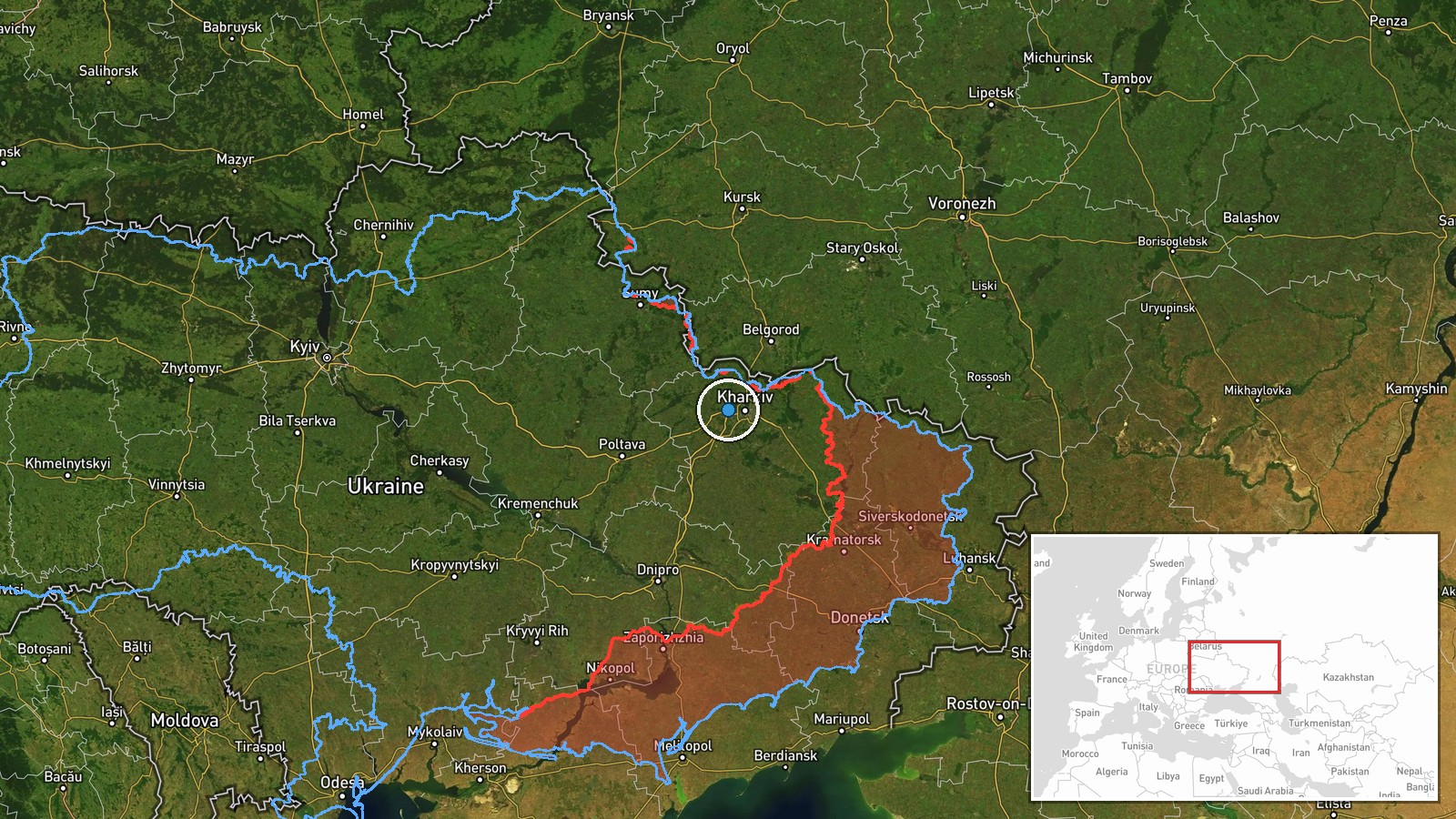 Eastern Ukraine (Multiple Fronts) — Air Defense location map