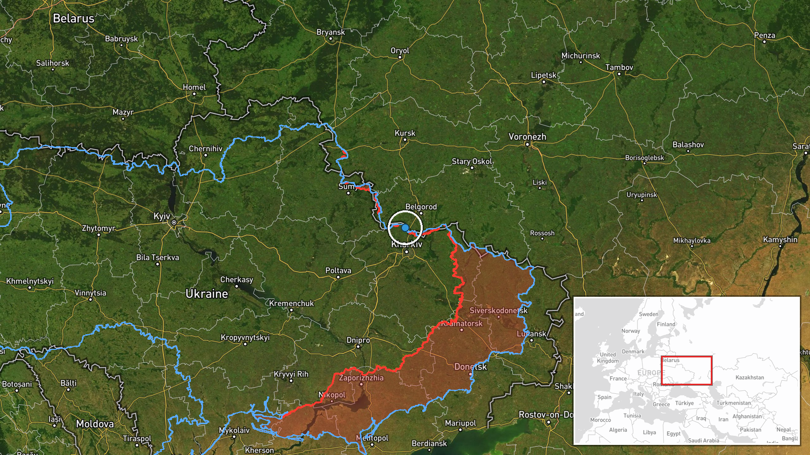 Eastern Ukraine, Multiple Sectors — Air Defense location map