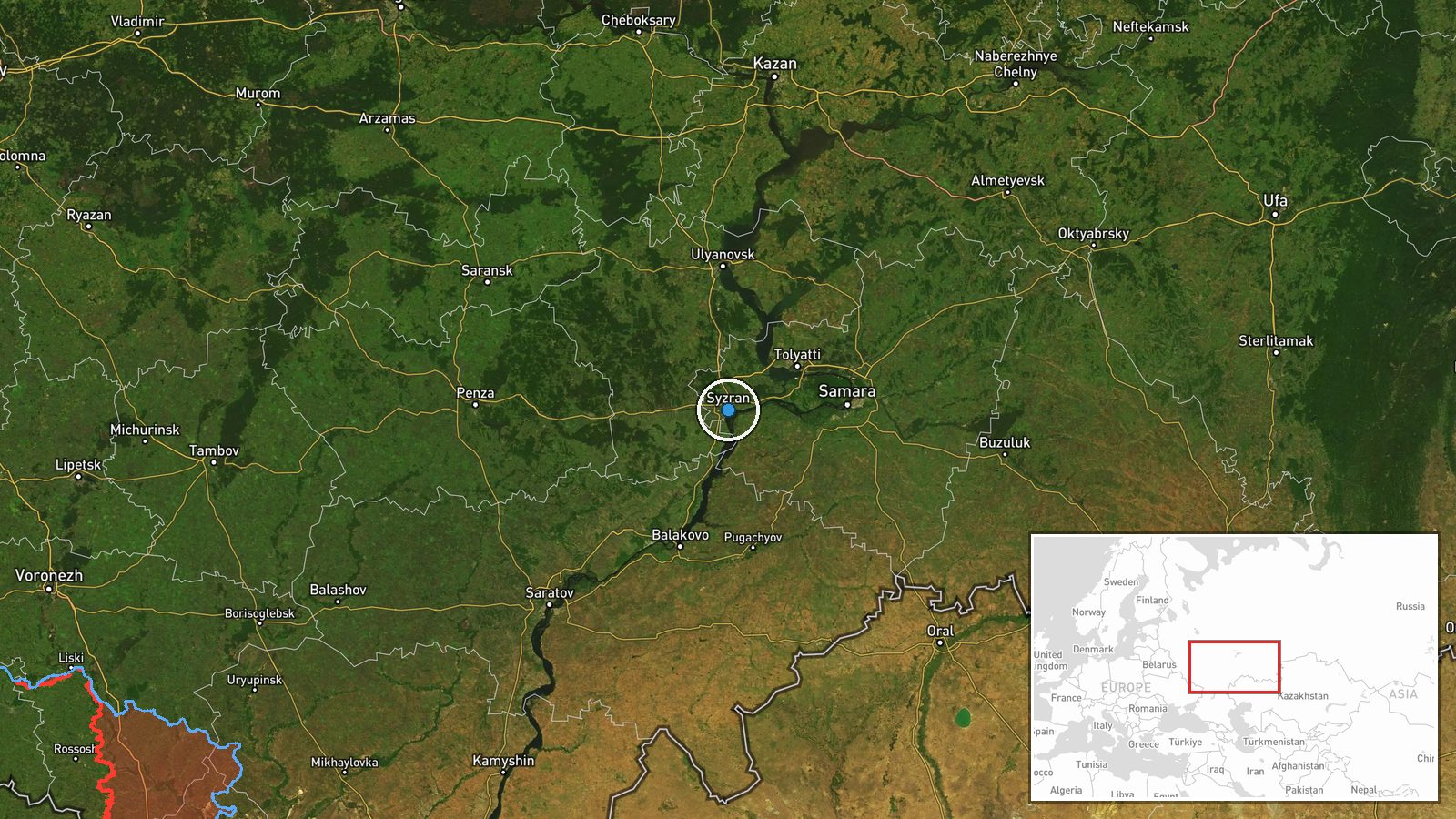 Syzran, Samara Oblast, Russia — UAS Strike location map
