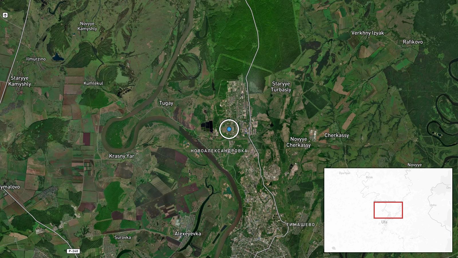 Bashnefte-UNPZ Oil Refinery, Ufa, Republic of Bashkortostan, Russia — UAS Strike location map