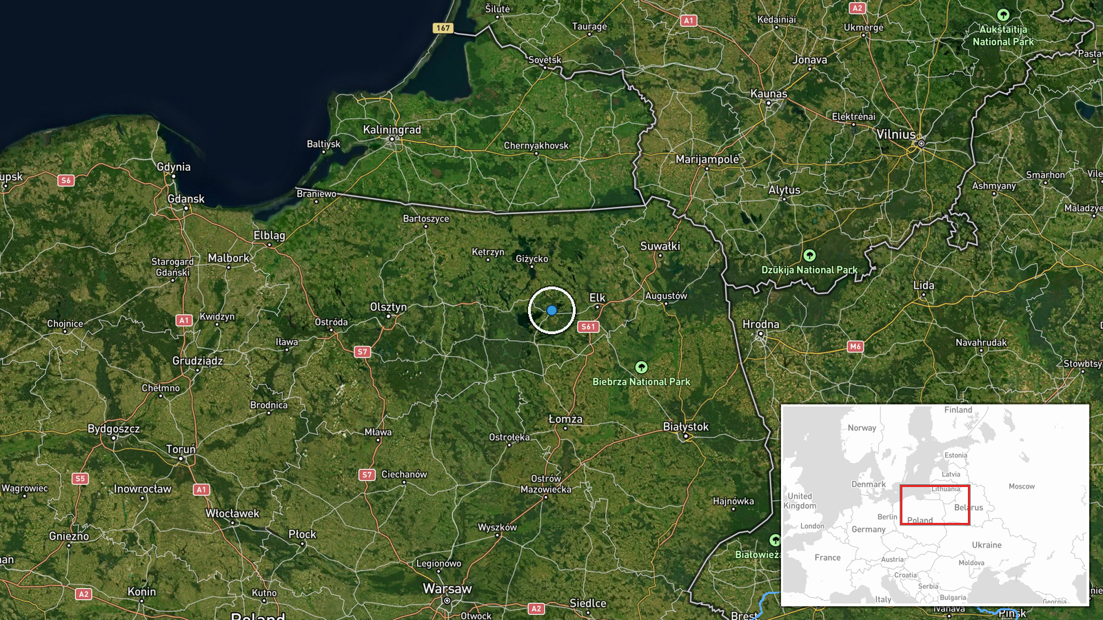Orzysz, Poland — Military Exercise location map