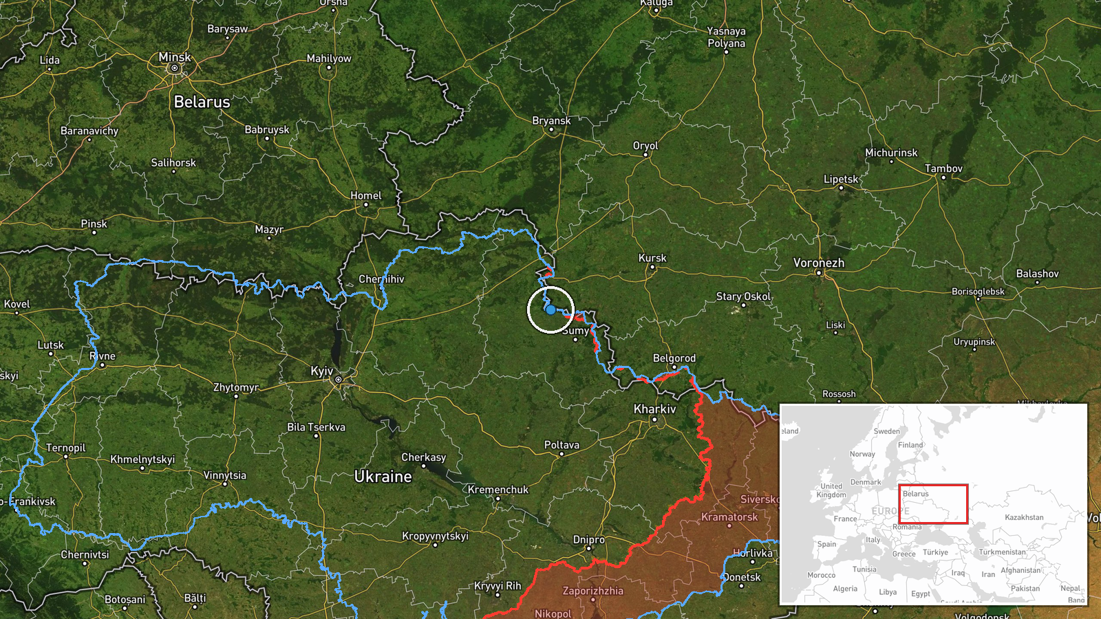 Eastern Ukraine Frontline — Combat location map