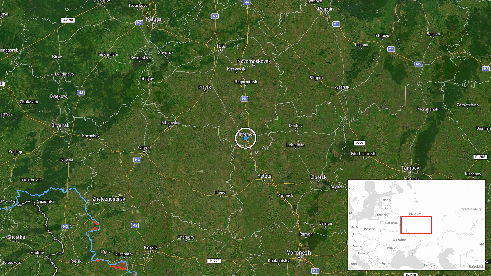 Yefremov, Tula Oblast, Russia — UAS Strike location map