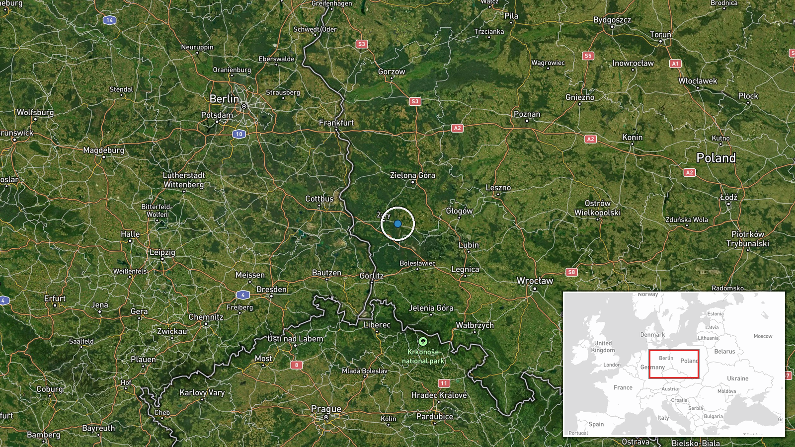 Żagań, Poland — Military Exercise location map