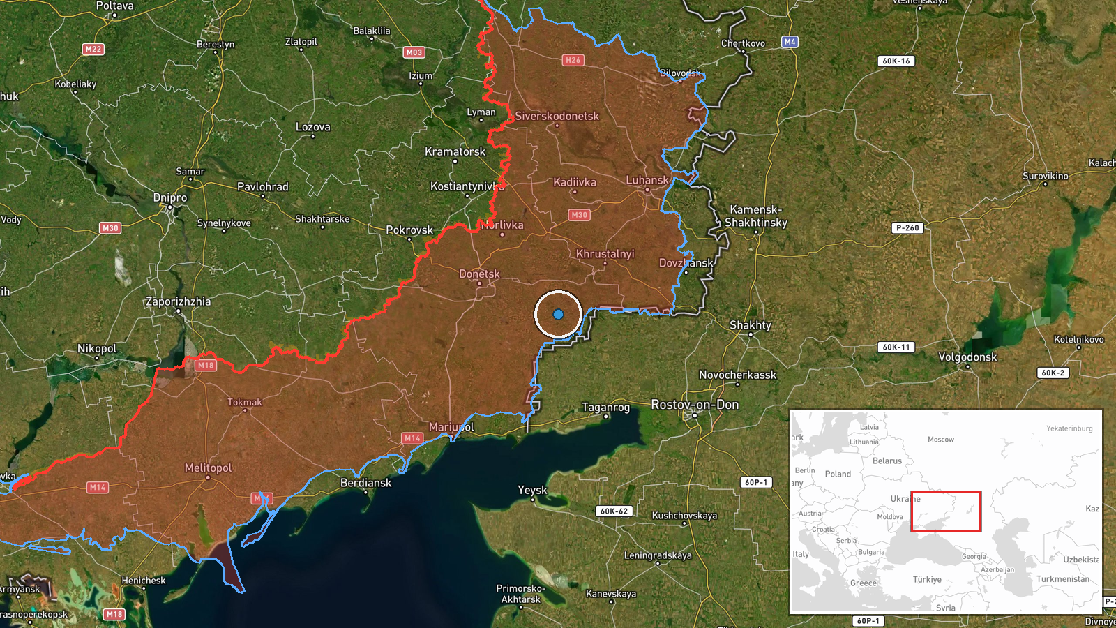 Novoamvrosiivka, Donetsk Oblast, Ukraine — UAS Strike location map