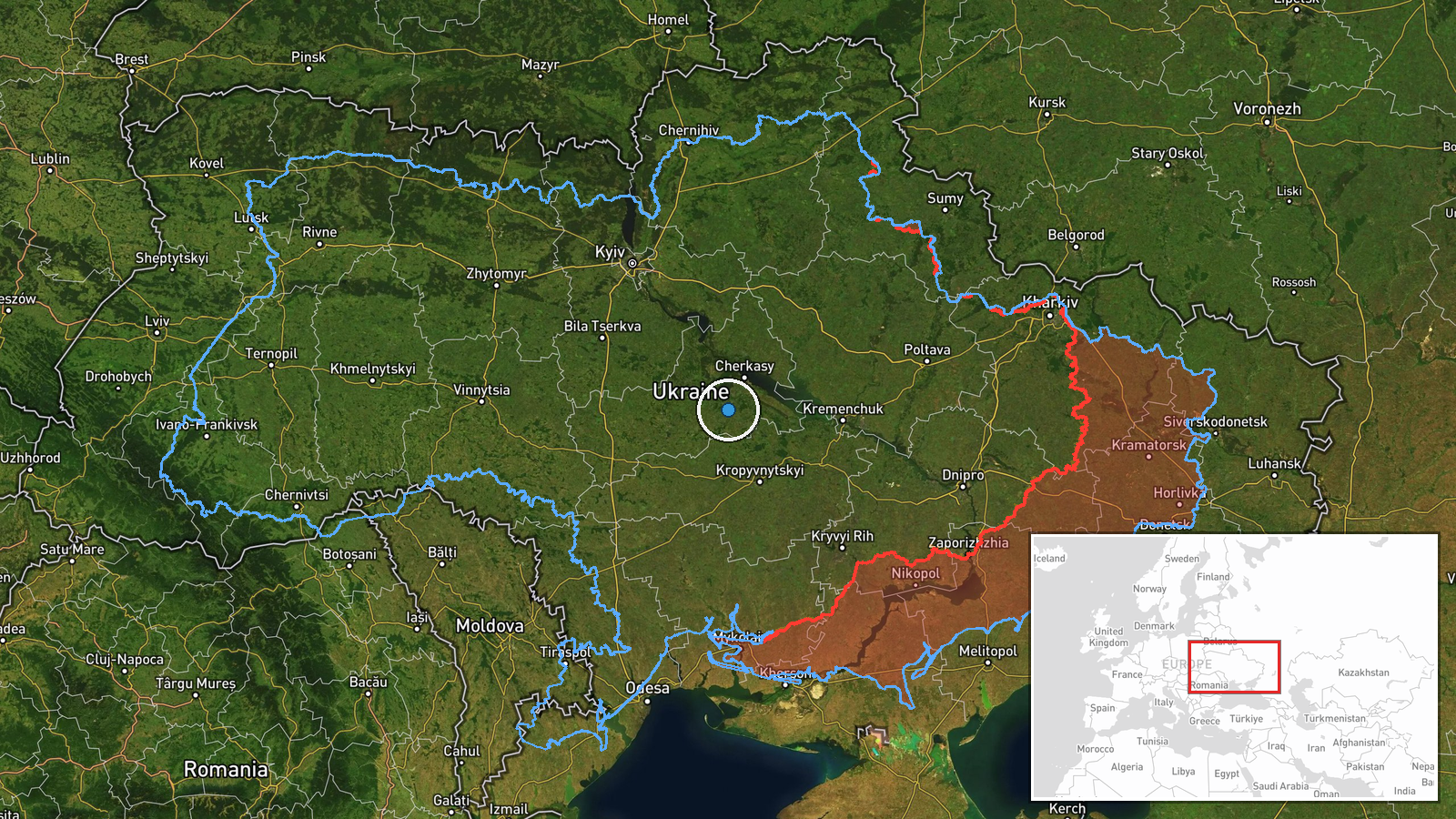 Ukraine (Nationwide Frontline Report) — Report location map