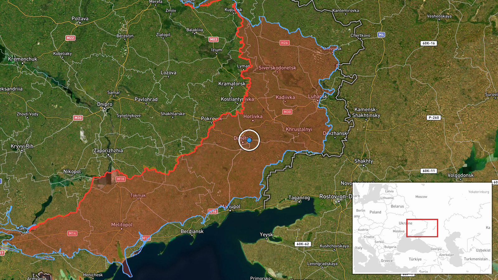 Makiivka and Ustynivka, Donetsk Oblast, Ukraine — UAS Strike location map