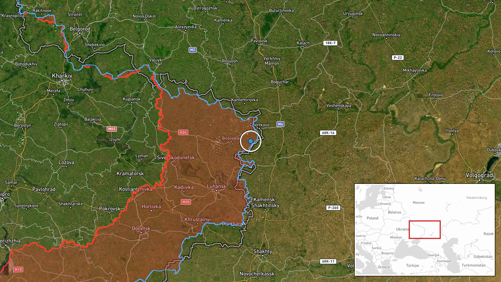 Kirnososove, Luhansk Oblast, Ukraine — UAS Strike location map