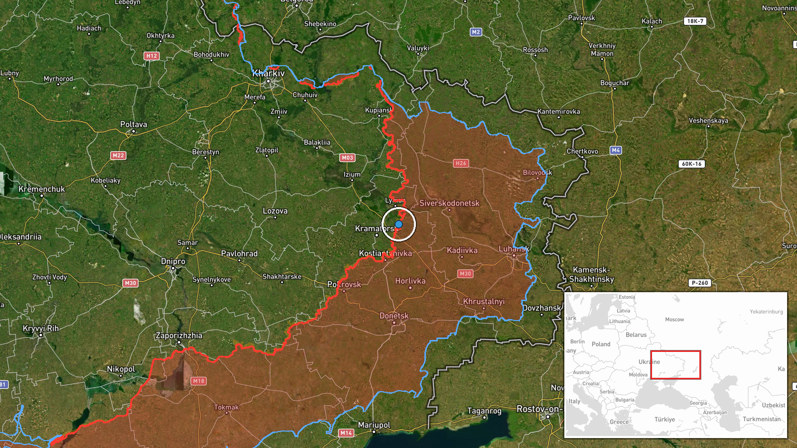 Ukraine (Multiple Fronts) — Report location map