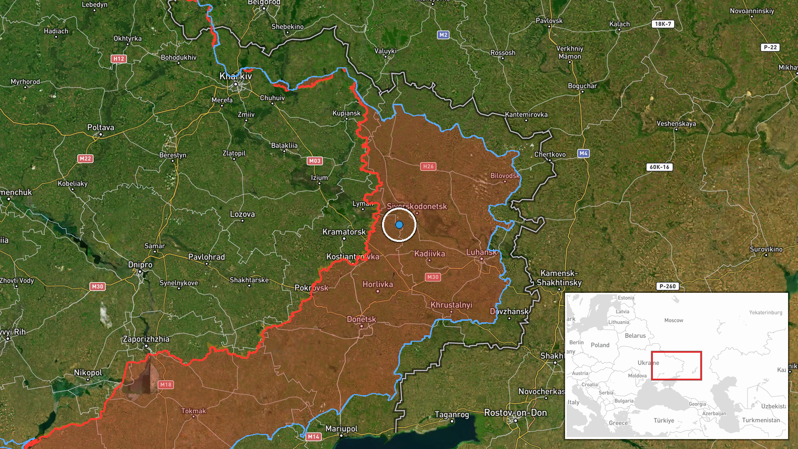 Verkhnokamianka, Luhansk Oblast, Ukraine — UAS Strike location map