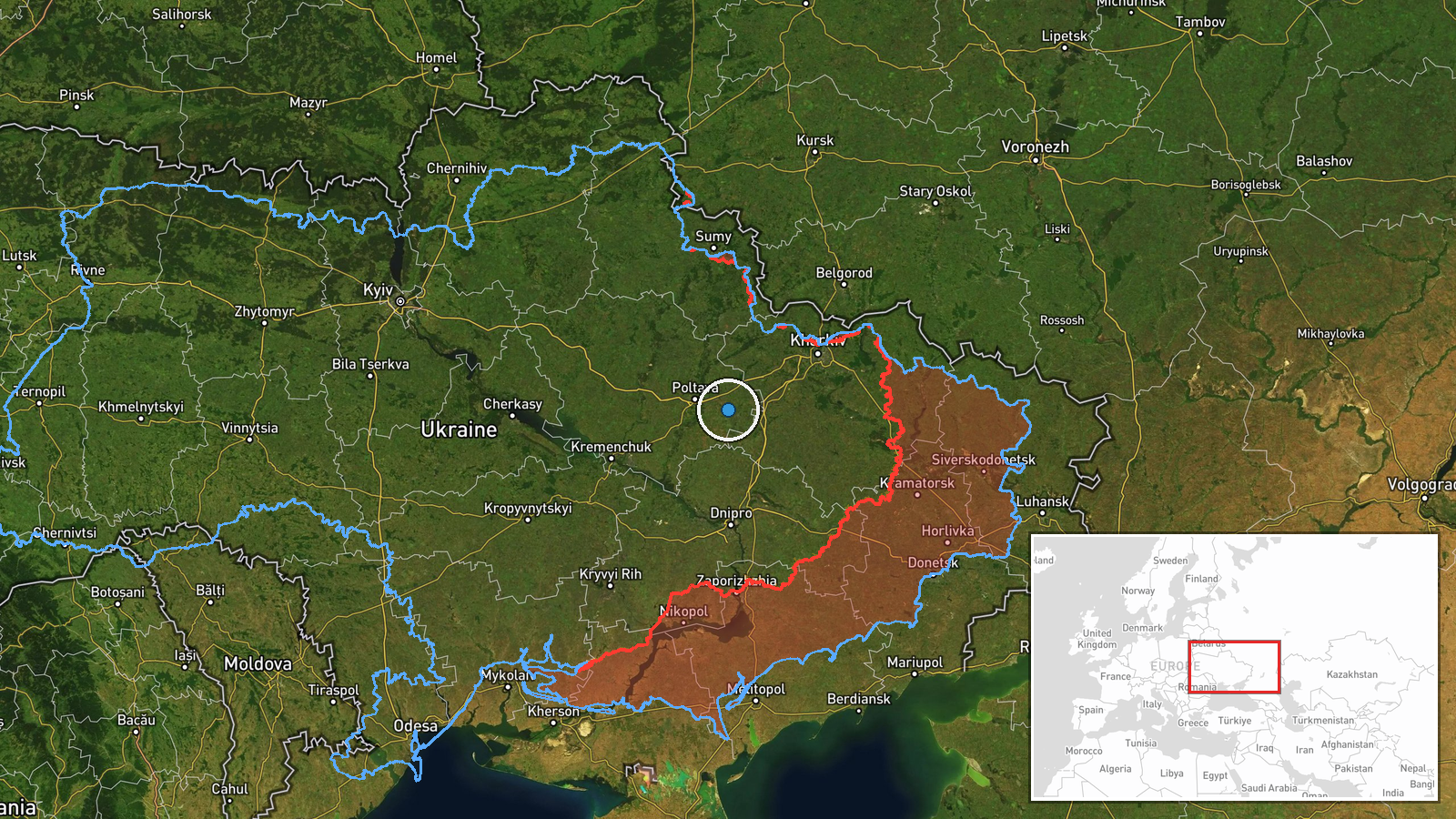Eastern Ukraine Frontline, Multiple Sectors — Report location map