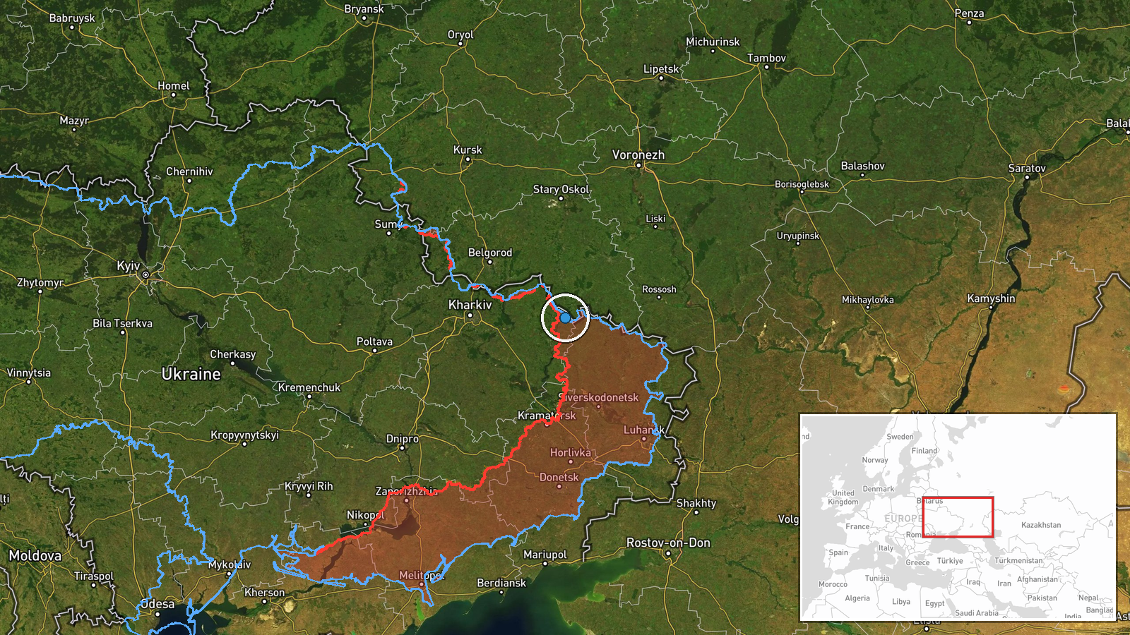 Nova Tavolzhanka, Kharkiv Oblast, Ukraine — Airstrike location map