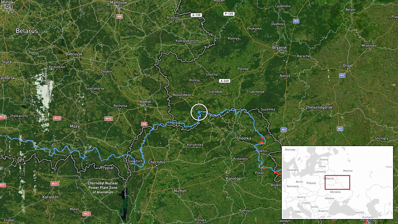 Klimovo, Bryansk Oblast, Russia — Airstrike location map