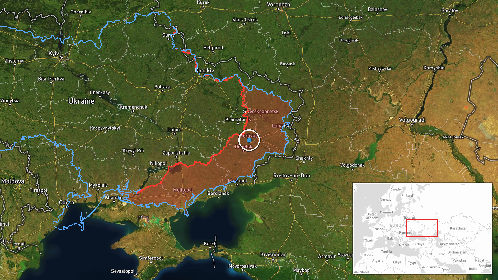 Horlivka, Donetsk Oblast, Russia-controlled — UAS Strike location map