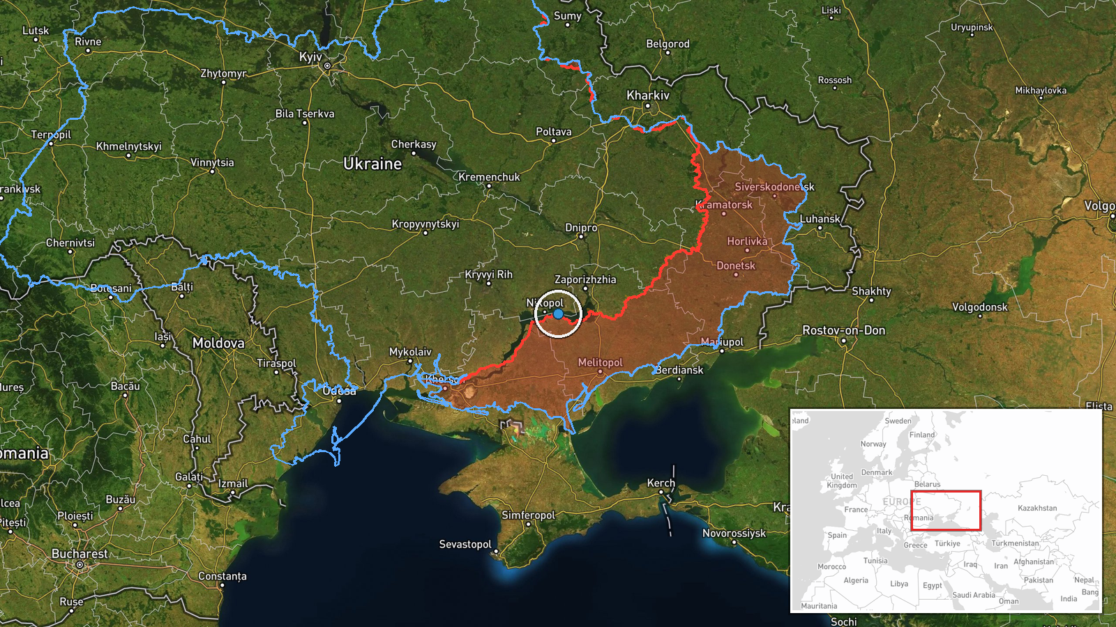 Eastern Ukraine Frontline — Combat location map