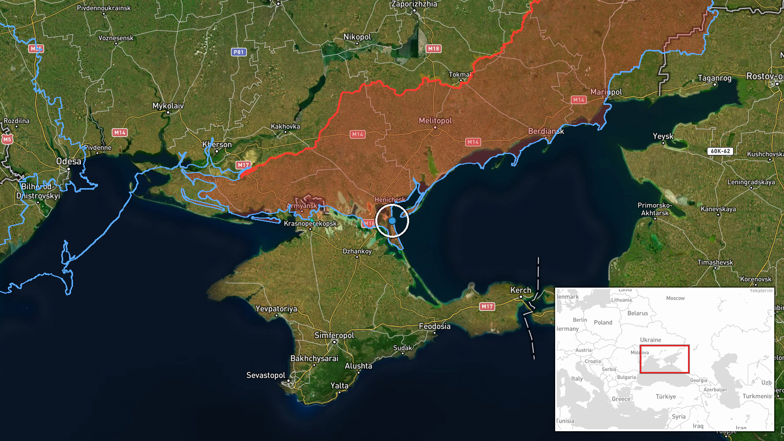 Shchaslyvceve, Kherson Oblast, Ukraine — UAS Strike location map