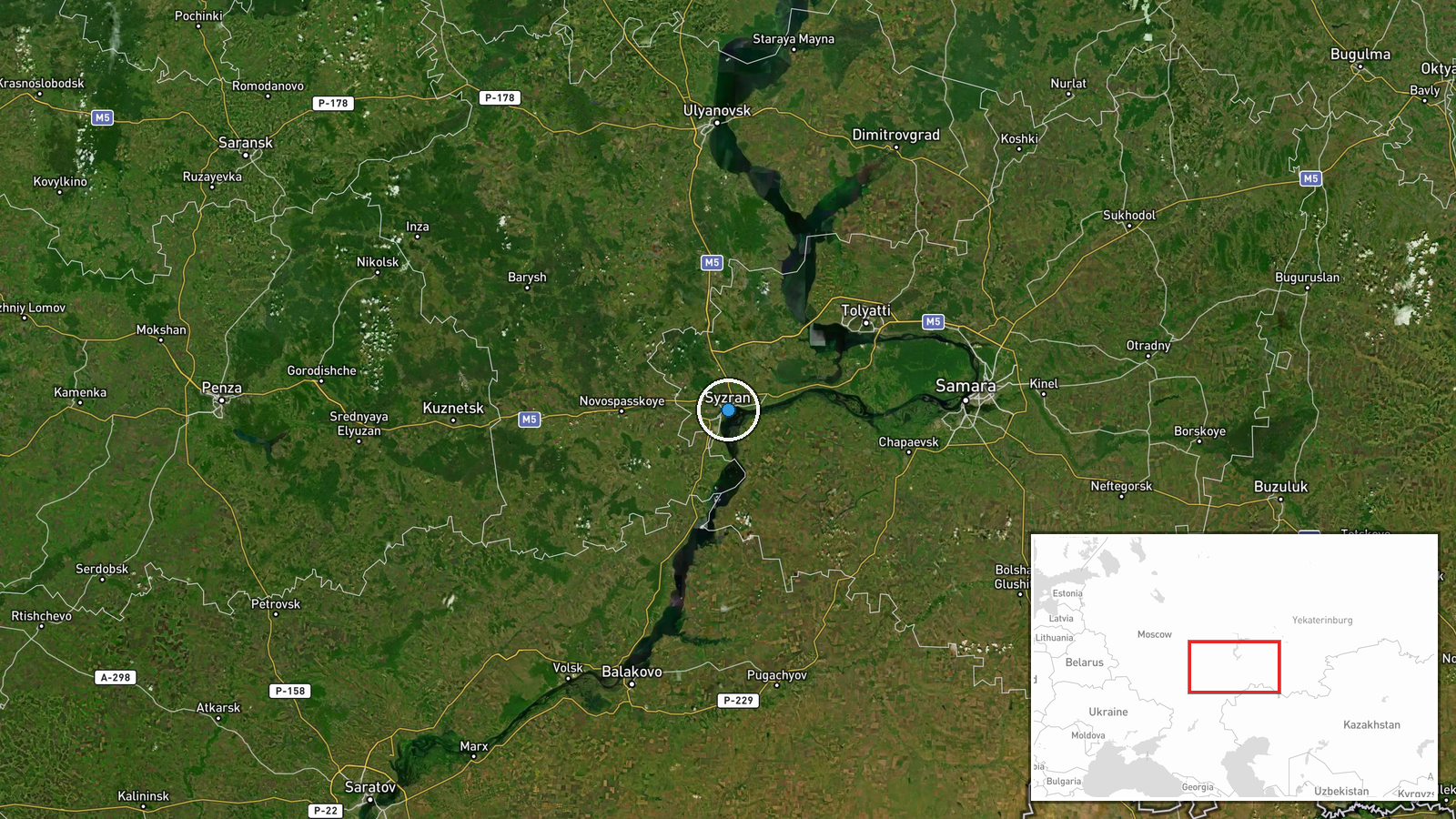 Samara Oblast, Russia (Syzran or Samara city vicinity) — Report location map