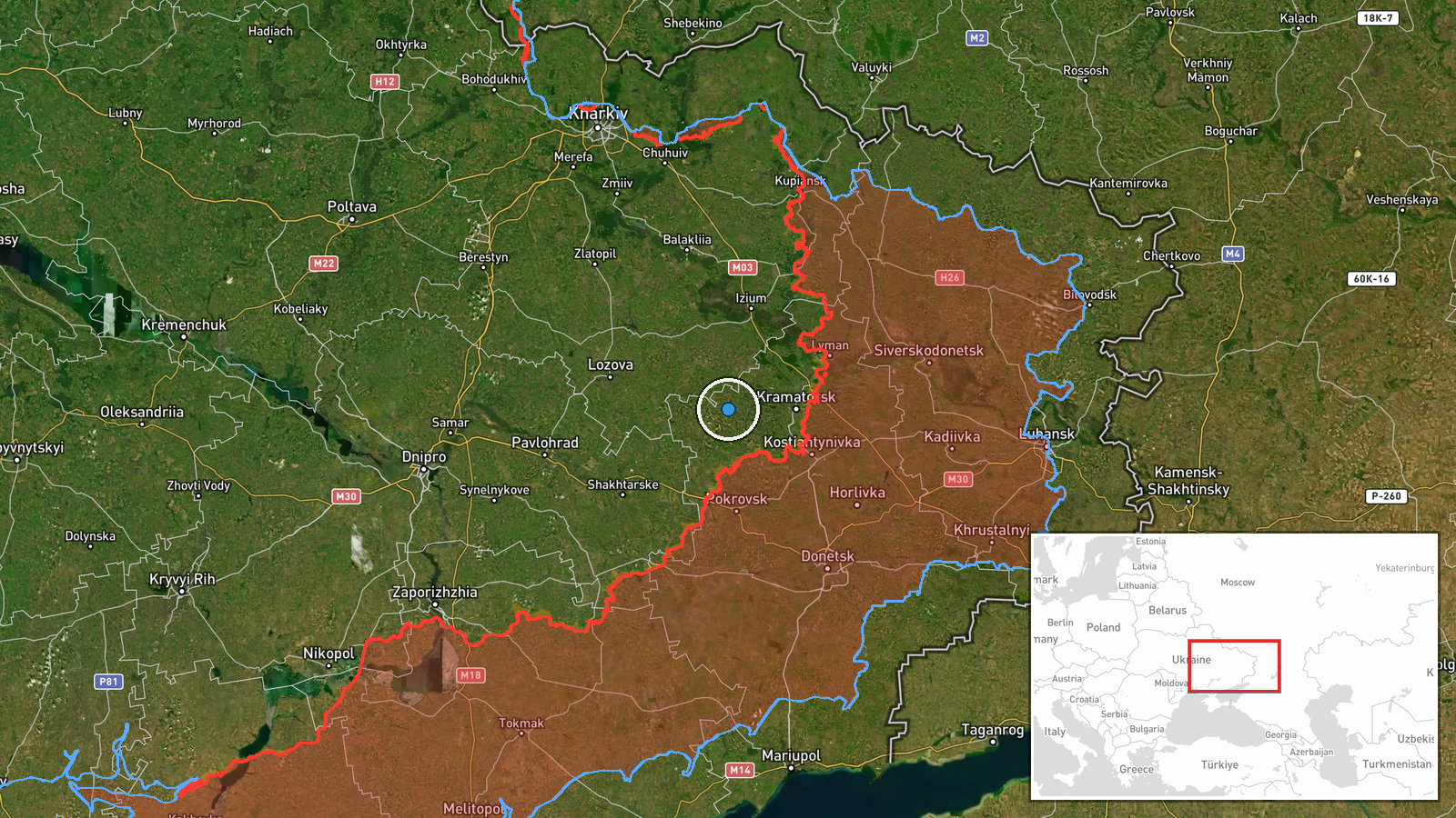 Ocheretyne, Donetsk Oblast, Ukraine — UAS Strike location map