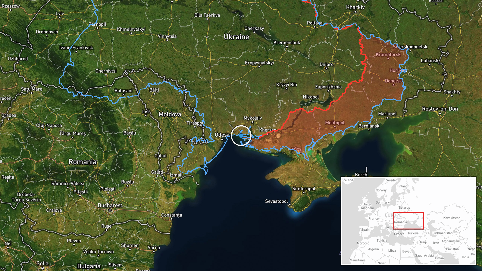 Ukraine (location not reported) — Combat location map