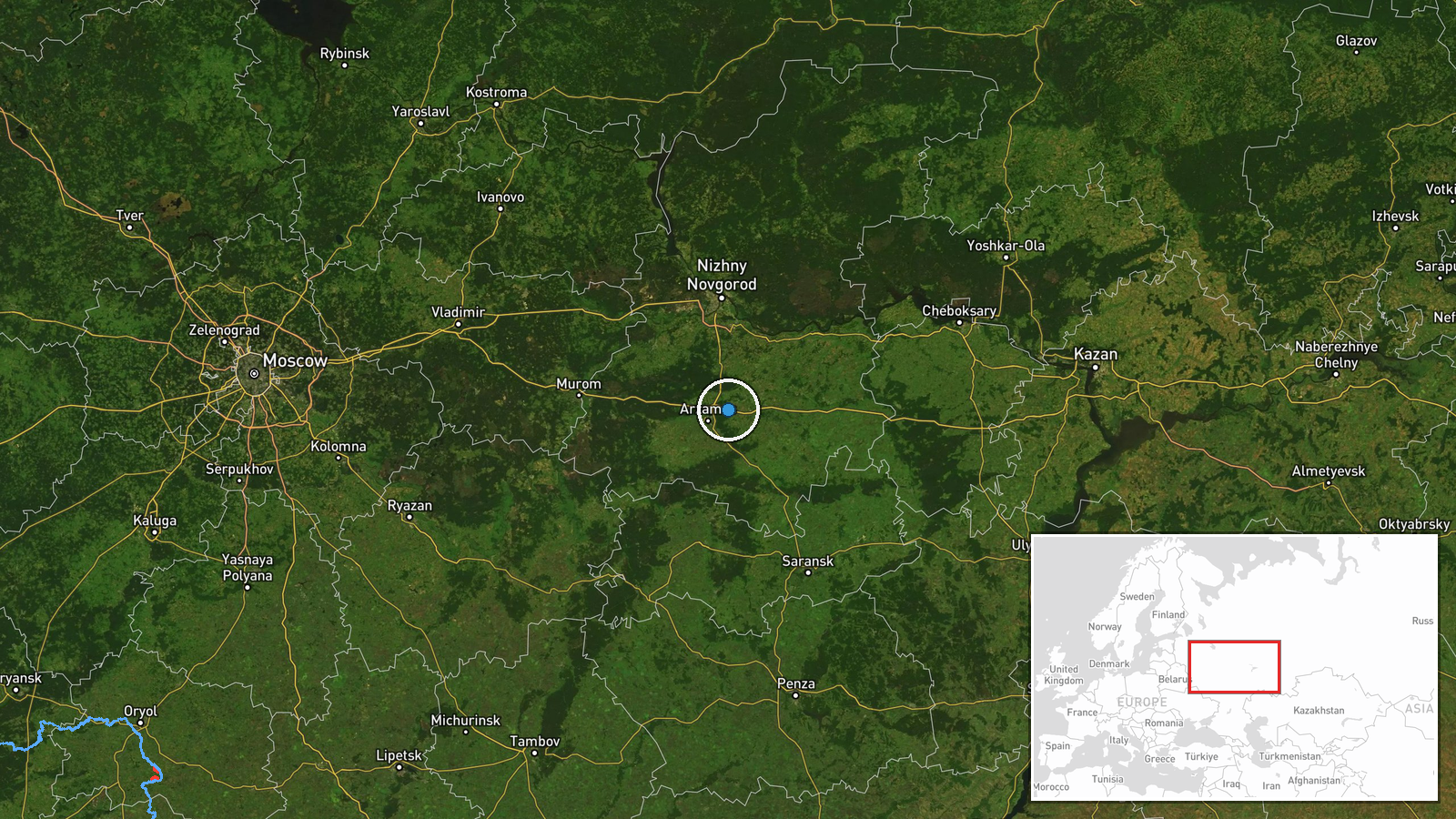 Nizhny Novgorod Oblast, Russia — Ballistic Missile location map