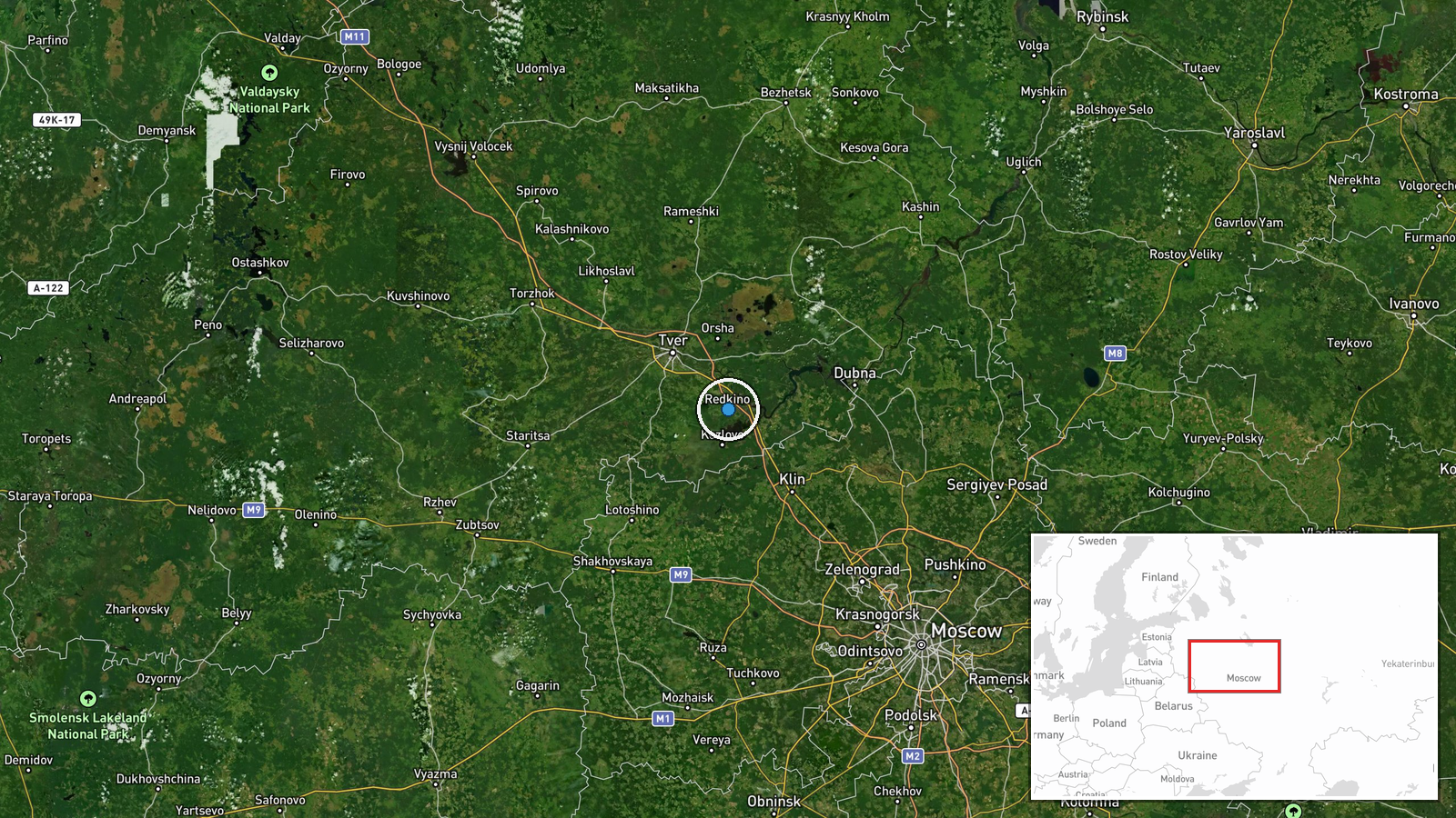 Redkino, Tver Oblast, Russia — Airstrike location map