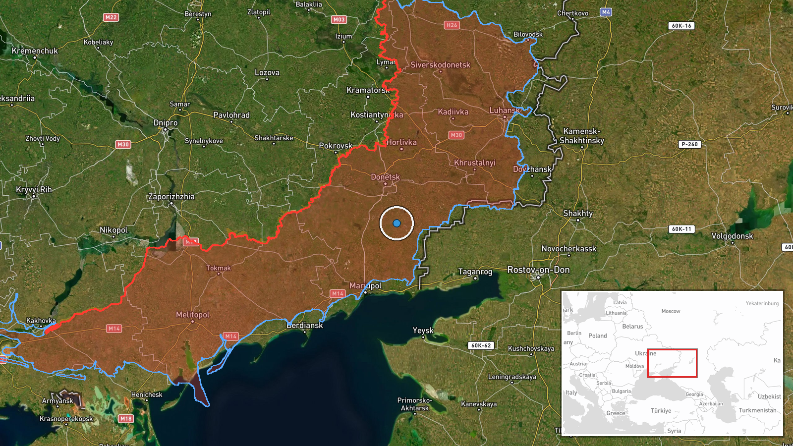 Rodinkovoe, Donetsk Oblast, Ukraine — UAS Strike location map